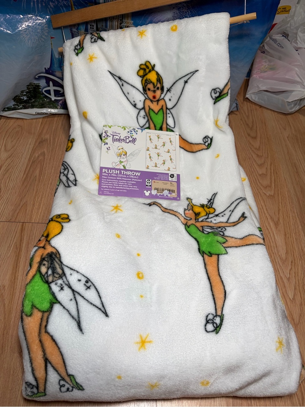 Disney Tinkerbell 50” x 70” Large Soft Plush Throw Blanket New with Tags